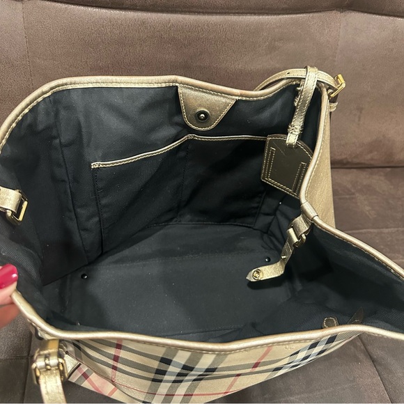 💯 Authentic RARE Burberry Canterbury Horseferry Check Tote Gold Purse Handbag - Picture 11 of 17